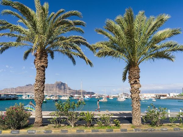 View of Marina and Porto Grande City Mindelo-a seaport on the island Sao Vicente-Cape Verde Africa
